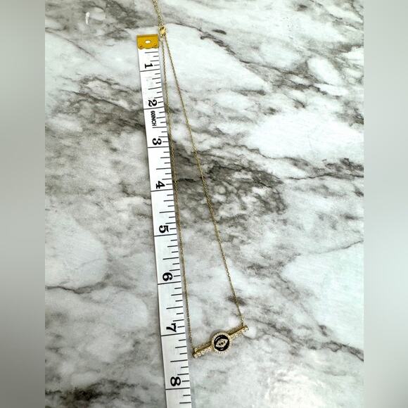 Rachel Zoe Designer Crystal Bar Pendant Necklace – Gold-Tone Sterling Silver - Picture 3 of 4